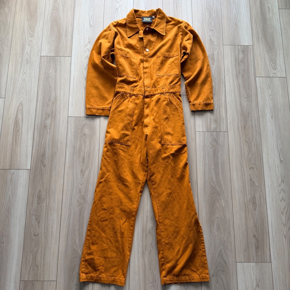 Big Bud Press Everyday Jumpsuit Unisex L Spicy Mustard Orange Cotton LA USA